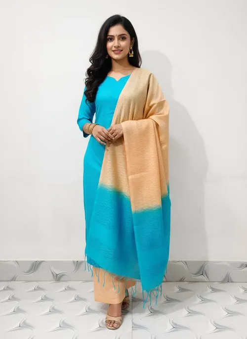 Crafted Semi Tusser Bhagalpuri Suit Set – Elegant Handwoven Charm